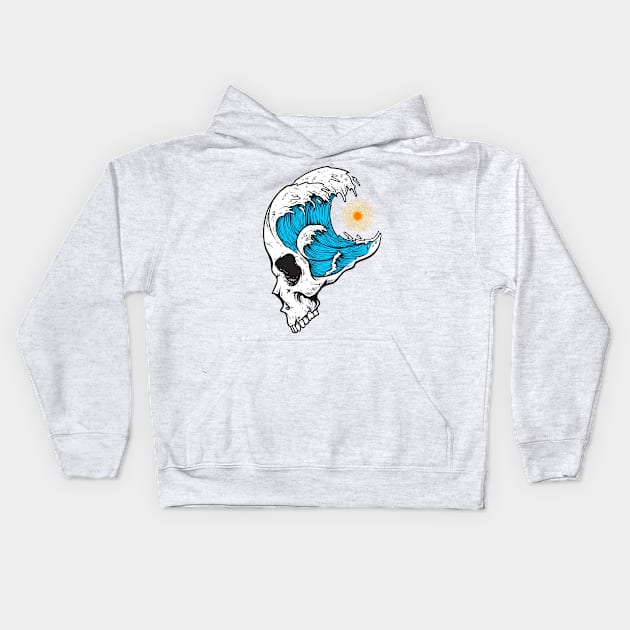 skull beach Kids Hoodie by Misfit04